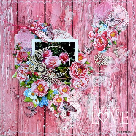 Chipboard - Circle frame with peonia