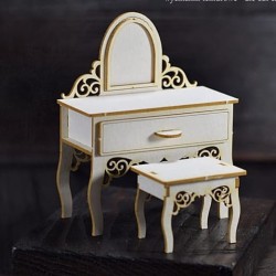 Chipboard -  Dressing table with a stool /3D