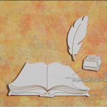 Chipboard - Book and inkwell