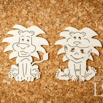 Chipboard -  Baby with lion