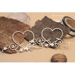 Chipboard - Two hearts with ornaments /big