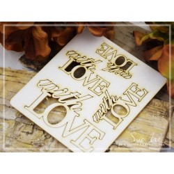 Chipboard -Inscription "with love" /4pcs