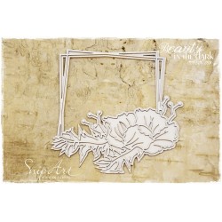 Chipboard-Frame with flower - square, layered