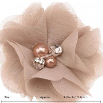 Chiffon Flower  - BEIGE 3pcs