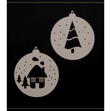 Chipboard - Baubles with Winter view / 2 pcs