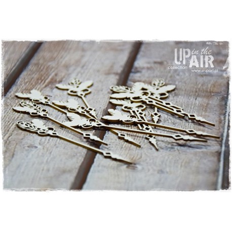 Chipboard- Ornaments with feathers/ 10pcs