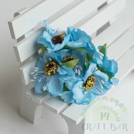 Silk Poppy Flower - BLUE