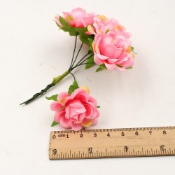 Silk Rose 3 cm / 6 pcs / ORANGE-PEACH