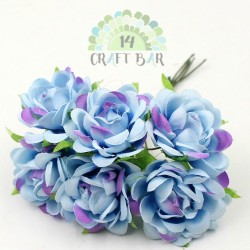 Silk Rose 3 cm / 6 pcs / BLUE + VIOLET