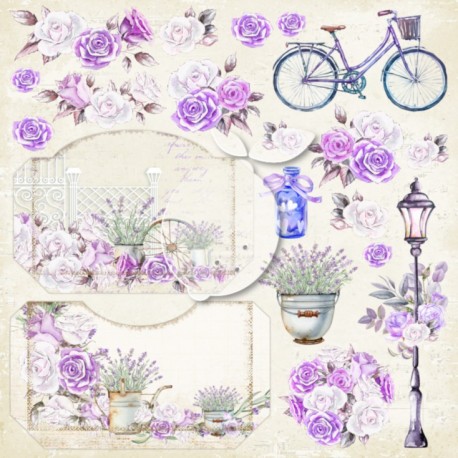 Scrapbooking Paper- 12x12 A SHEET WITH ENVELOPES TO CUT/ Sweet Provence