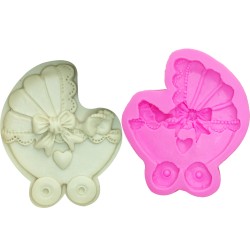 Silicone Mold - Baby Pram with little feet