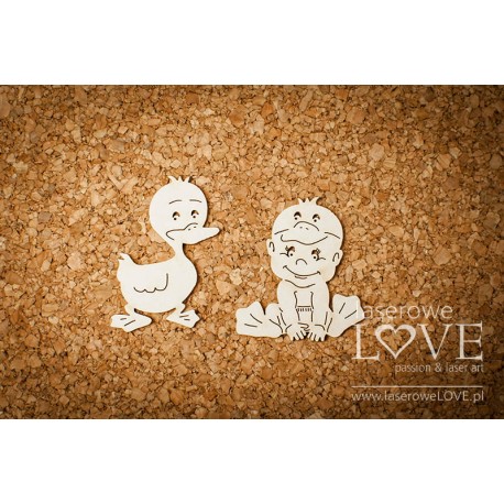 Chipboard -  Baby with duck
